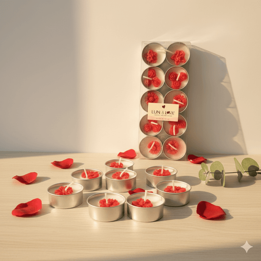 Handmade Floral Tea - Light Candles - British Rose Scent (Pack of 10) - Lune & Love